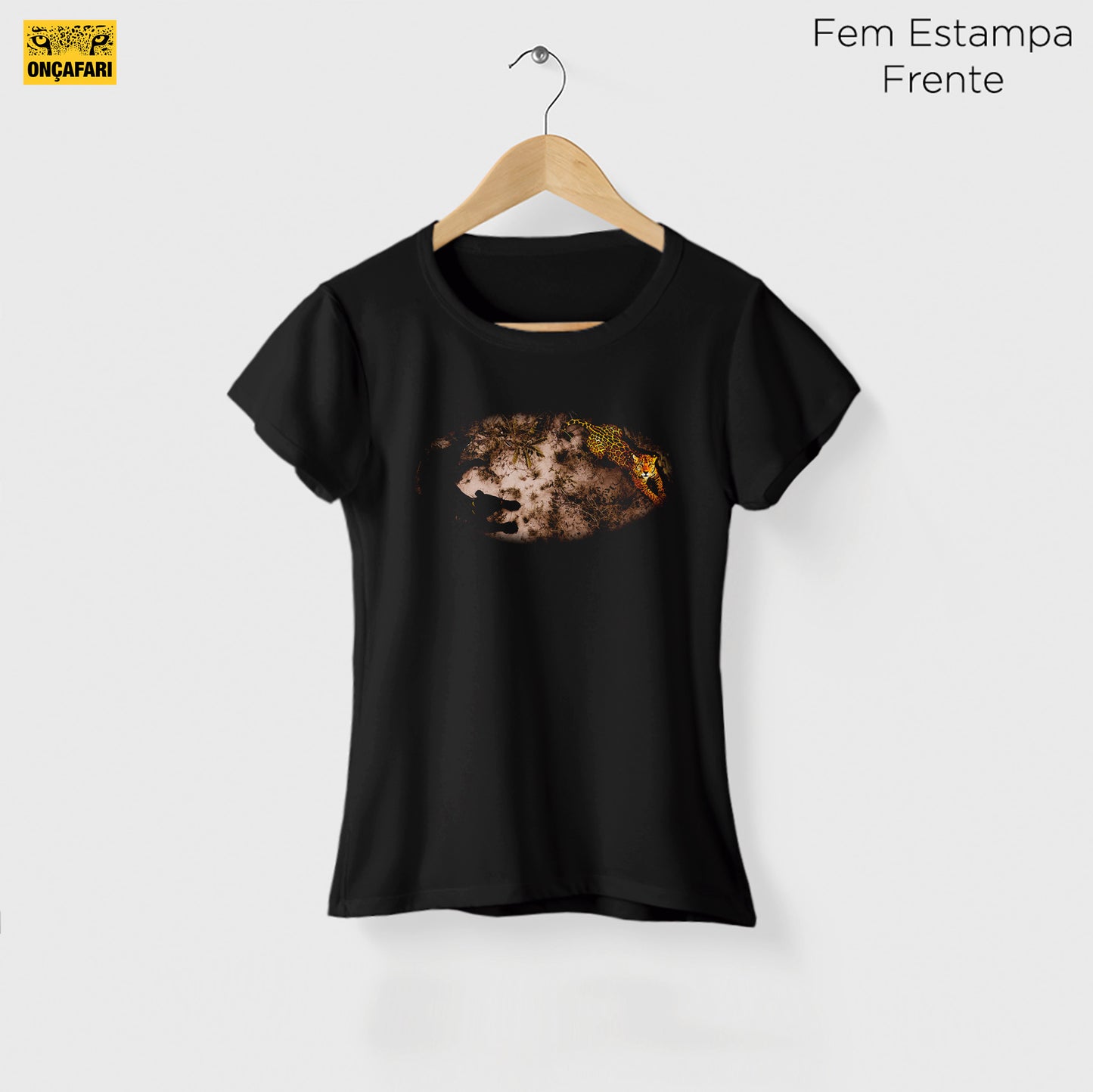 Camiseta Amazônia ONÇAFARI ONÇAS PRETA E PINTADA - PRETO - cód 2073