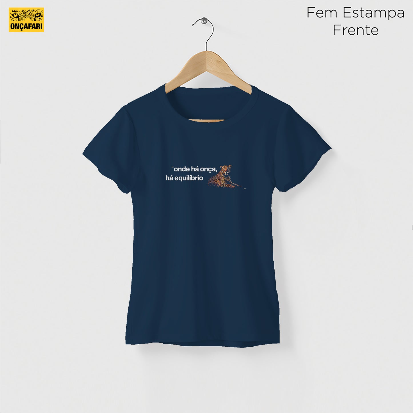 Camiseta Amazônia ONÇAFARI EQUILÍBRIO - AZUL ESCURO - cód 2076