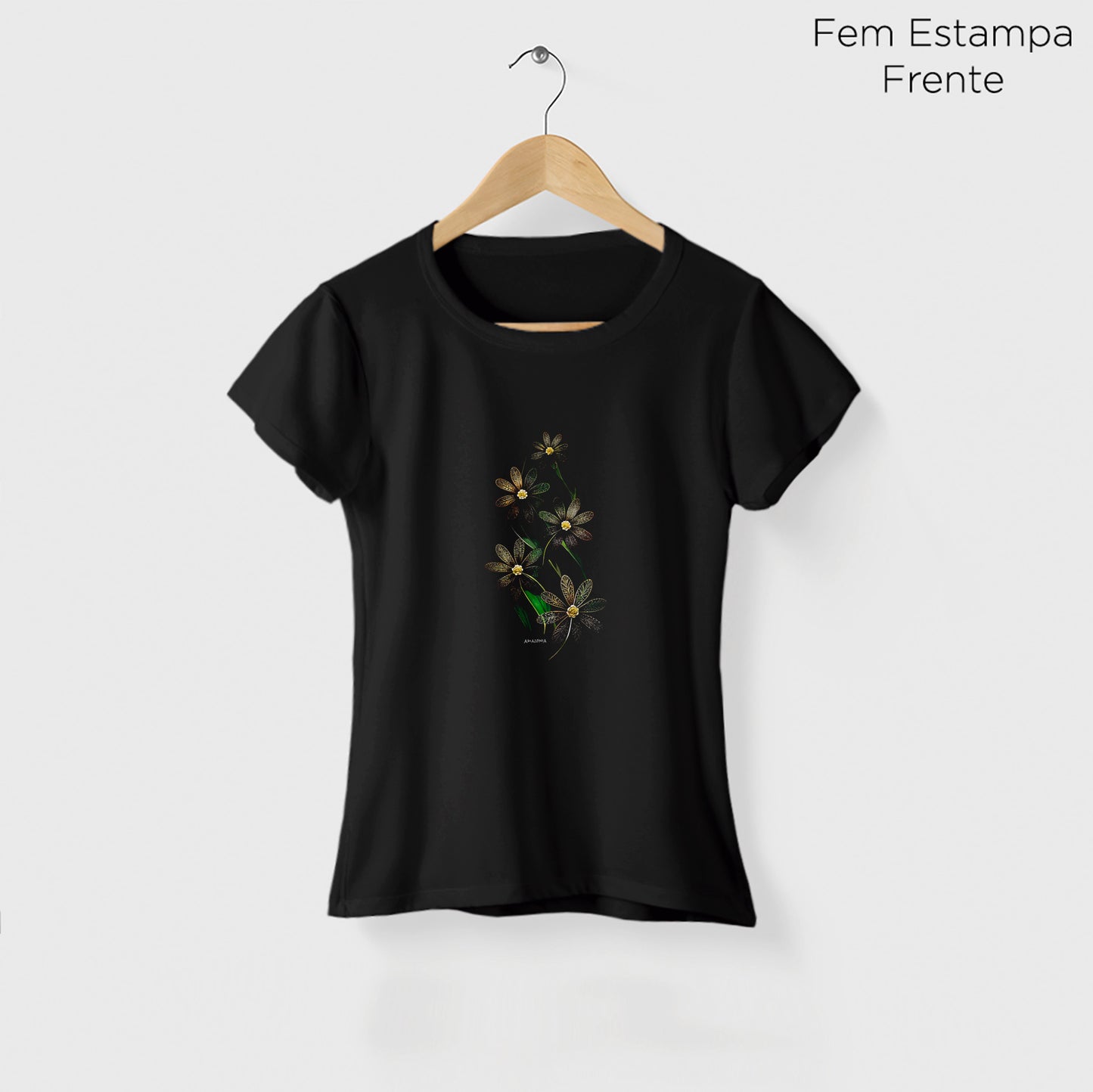 Camiseta Amazônia GOLDEN FLOWER - PRETO - cód 2125