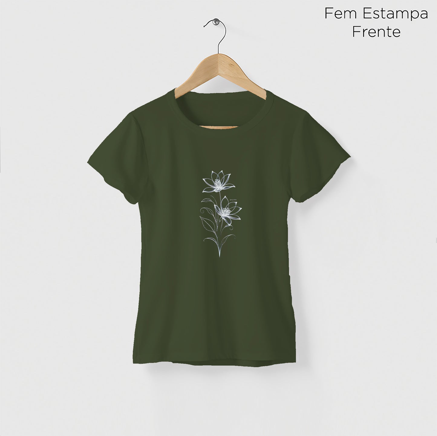 Camiseta Amazônia LINHAS FLOR - VERDE ESCURO - cód 2128