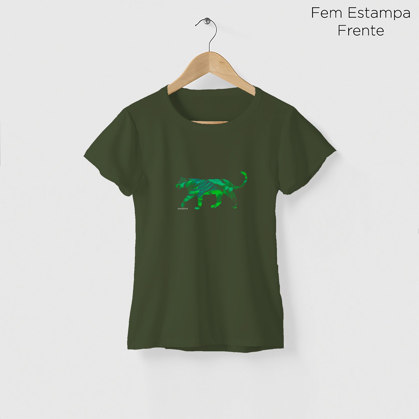 Camiseta Amazônia FAUNA FLORA - VERDE ESCURO - cód 2150