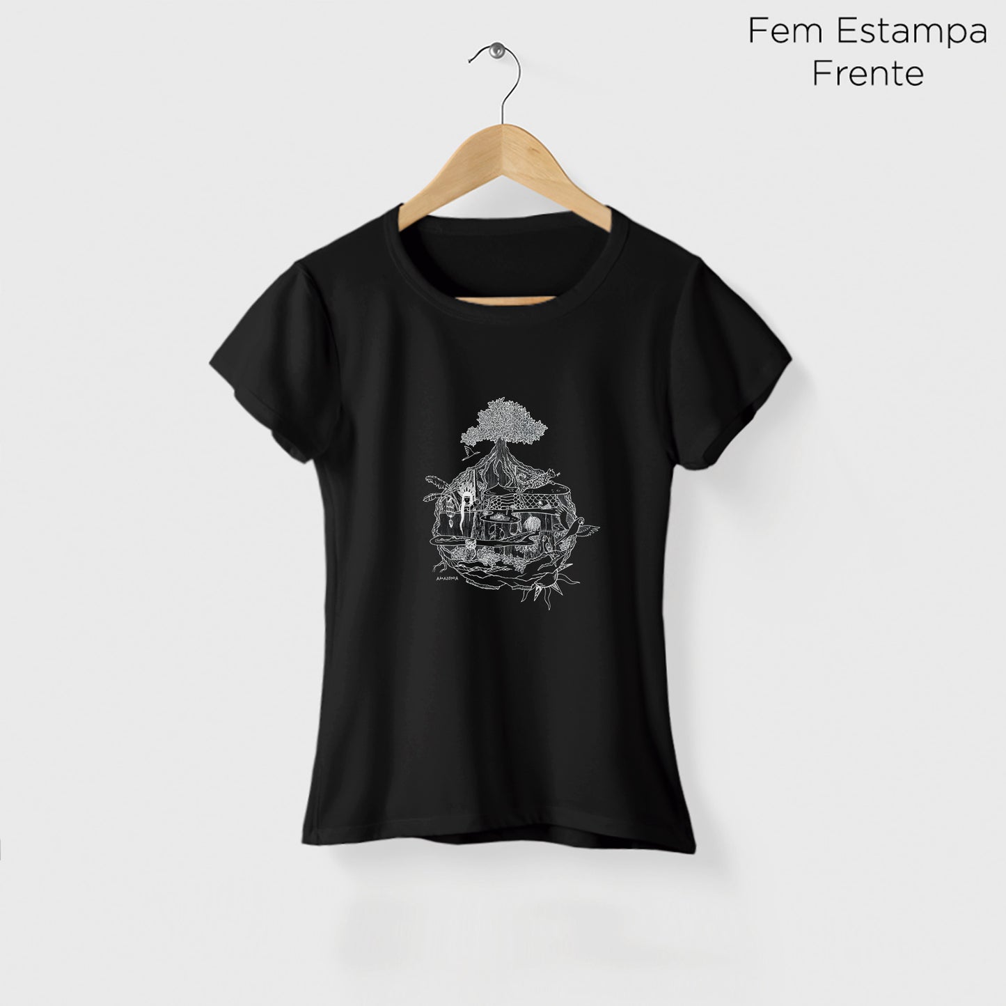 Camiseta Amazônia MINI MUNDOS - PRETO - cód 2160