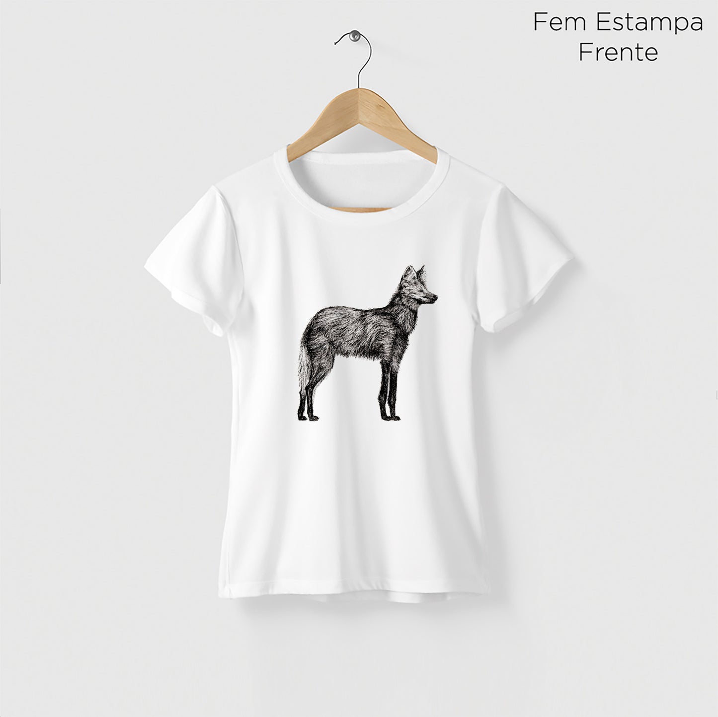 Camiseta Amazônia CHAPADA DOS VEADEIROS - LOBO GUARÁ - BRANCO - cód 10005