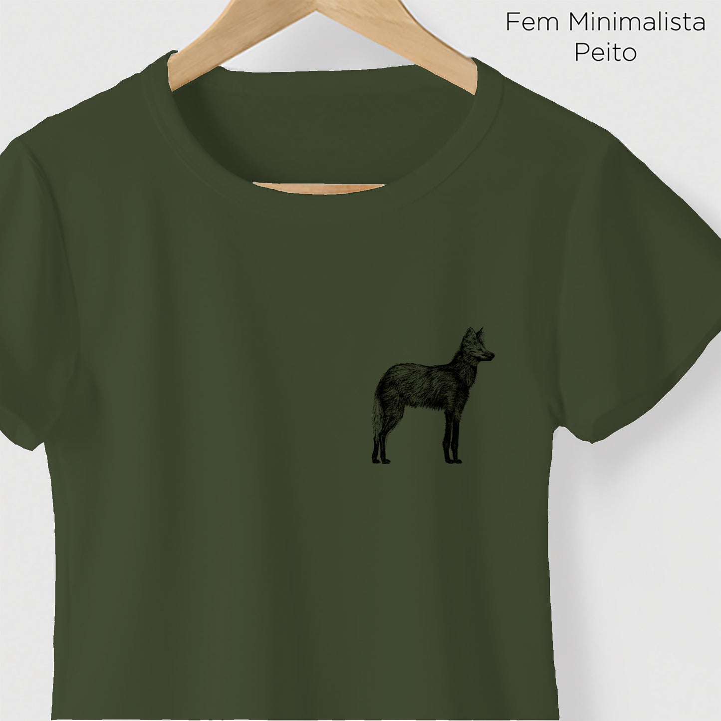 Camiseta Amazônia CHAPADA DOS VEADEIROS - LOBO GUARÁ - VERDE ESCURO - cód 10005