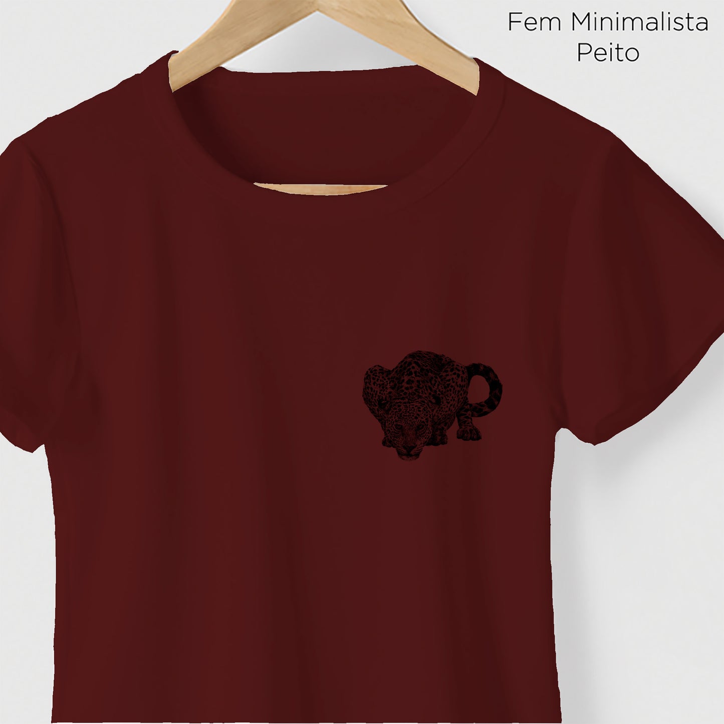 Camiseta Amazônia FOZ DO IGUAÇÚ - ONÇA PINTADA - VINHO - cód 10010