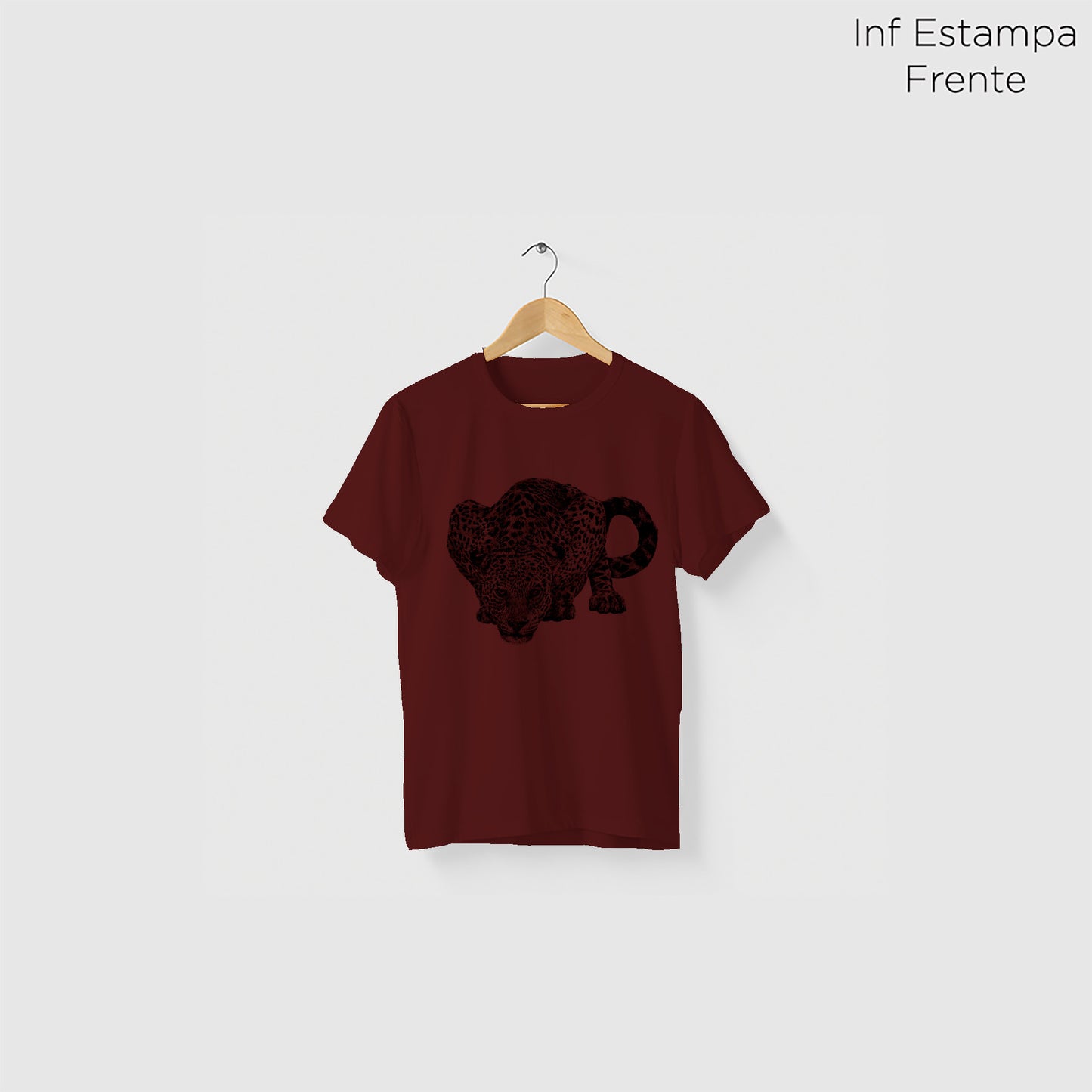 Camiseta Amazônia FOZ DO IGUAÇÚ - ONÇA PINTADA - VINHO - cód 10010