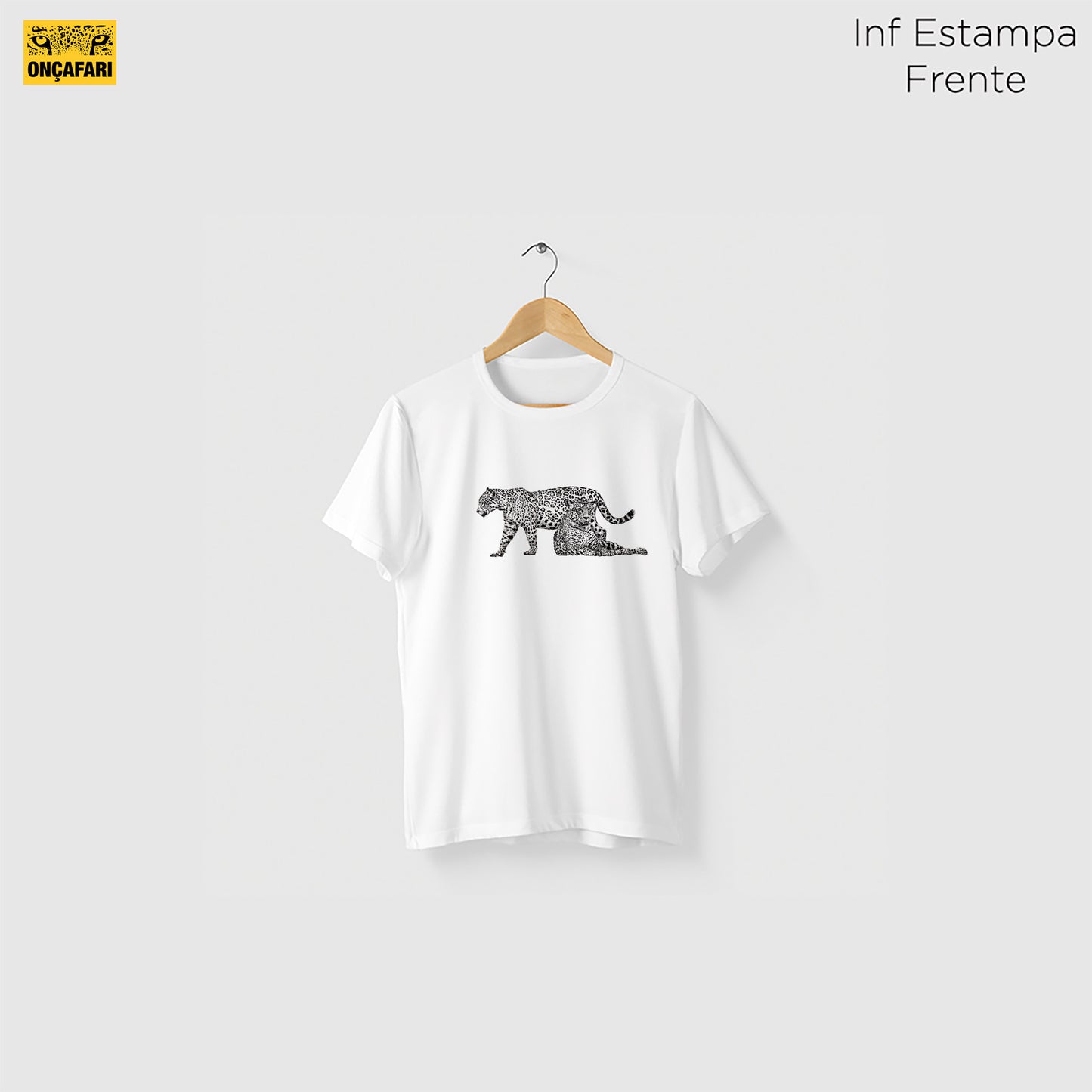 Camiseta Amazônia ONÇAFARI DUAS ONÇAS - BRANCO - cód 2060