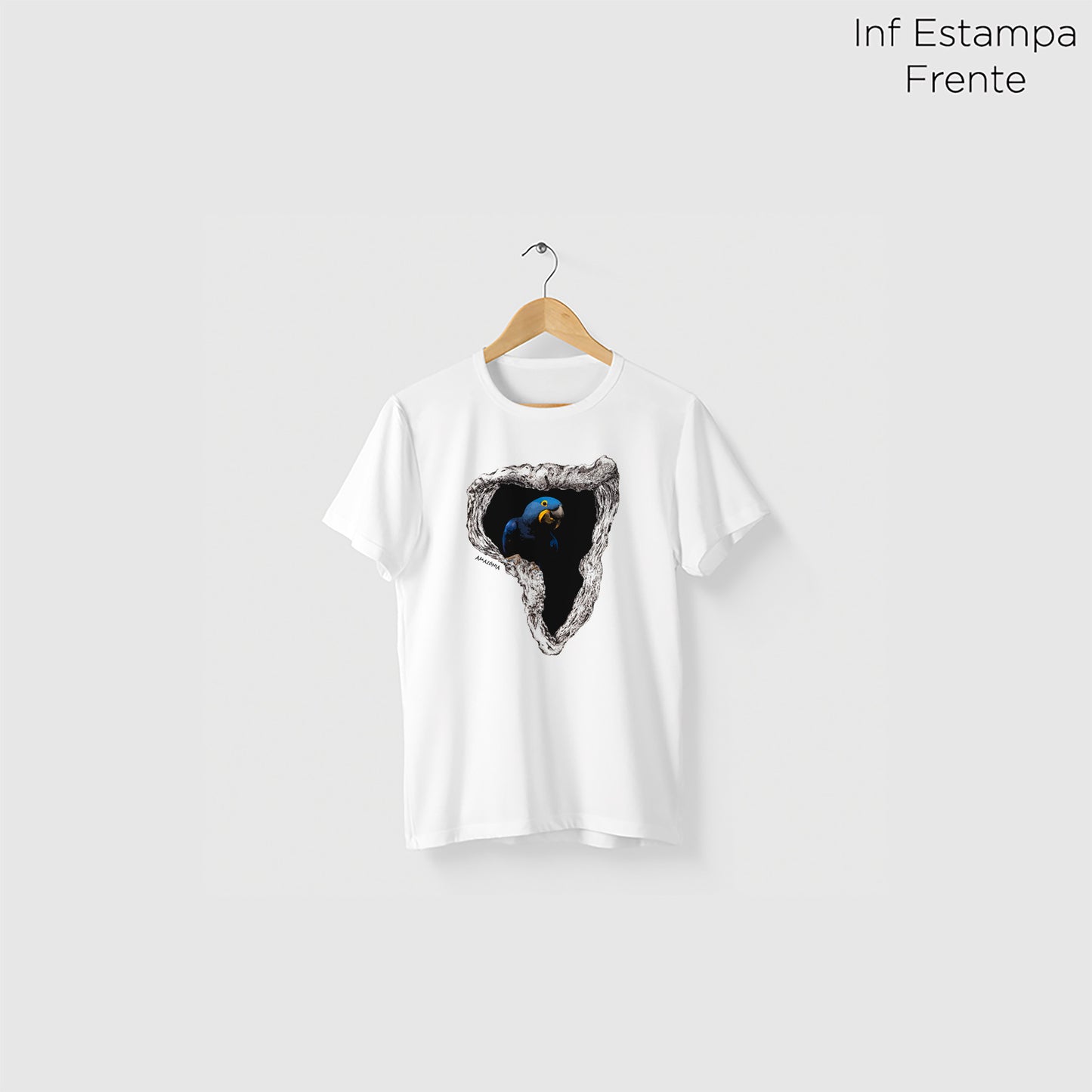 Camiseta Amazônia ONÇAFARI ARARA ÁRVORE - BRANCO - cód 2070