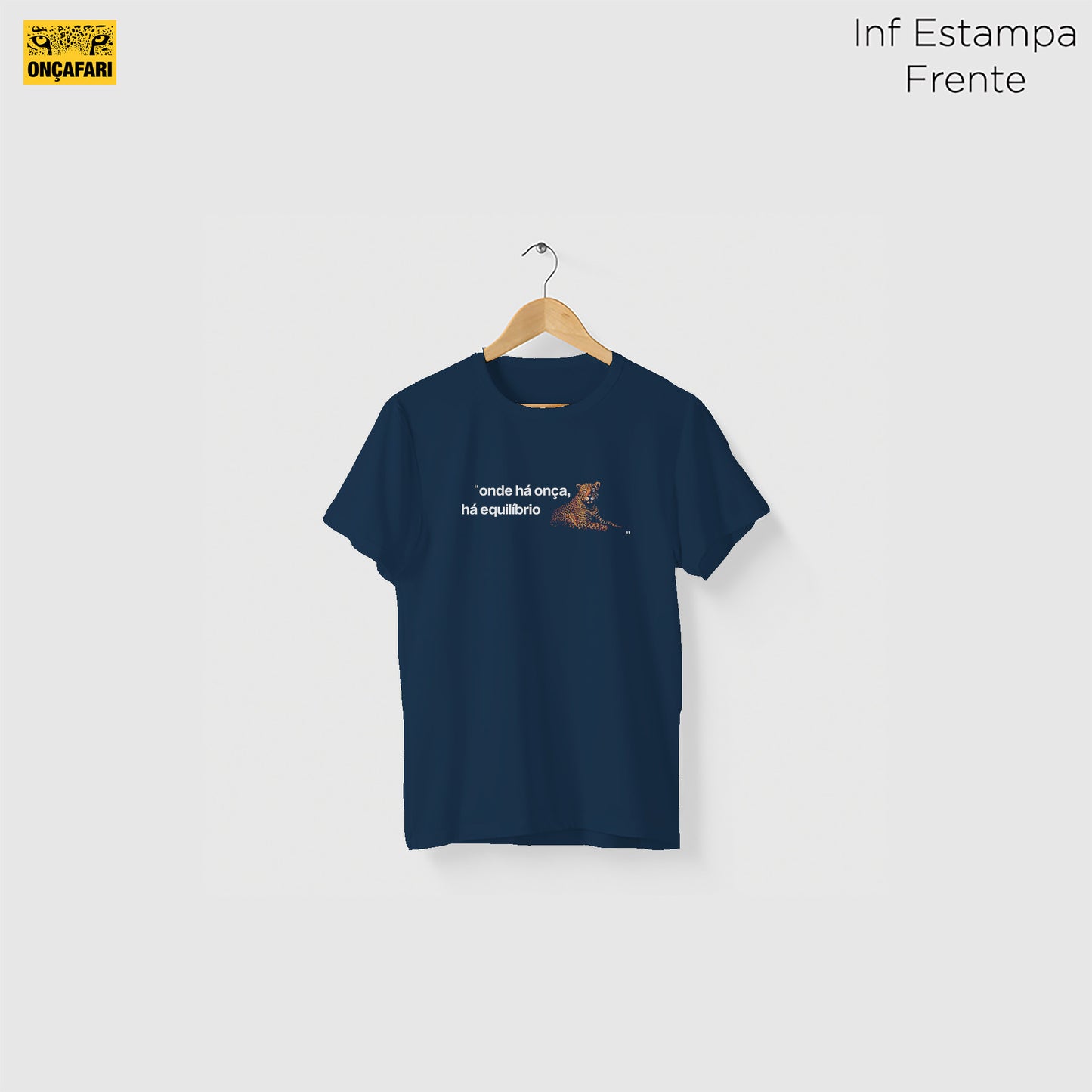 Camiseta Amazônia ONÇAFARI EQUILÍBRIO - AZUL ESCURO - cód 2076
