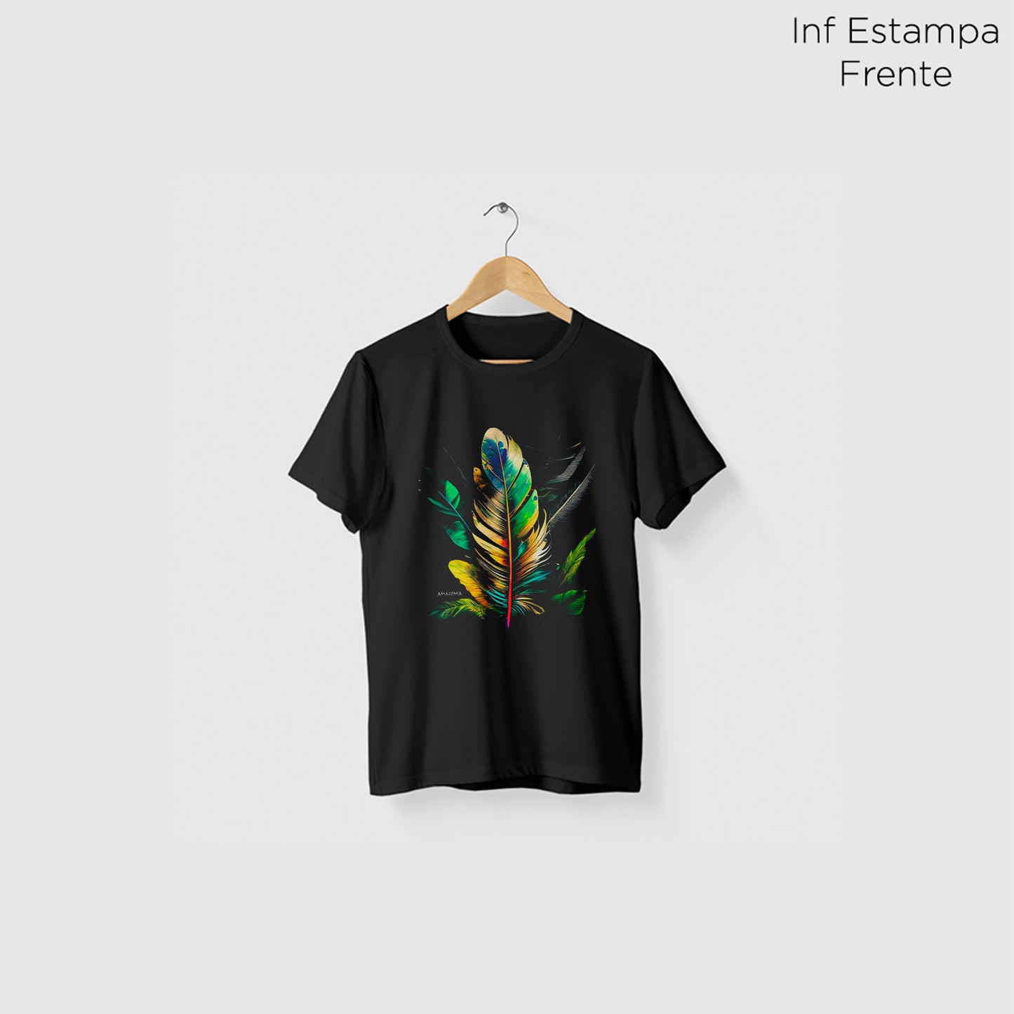 Camiseta Amazônia FOREST FEATHER - PRETO - cód 2089