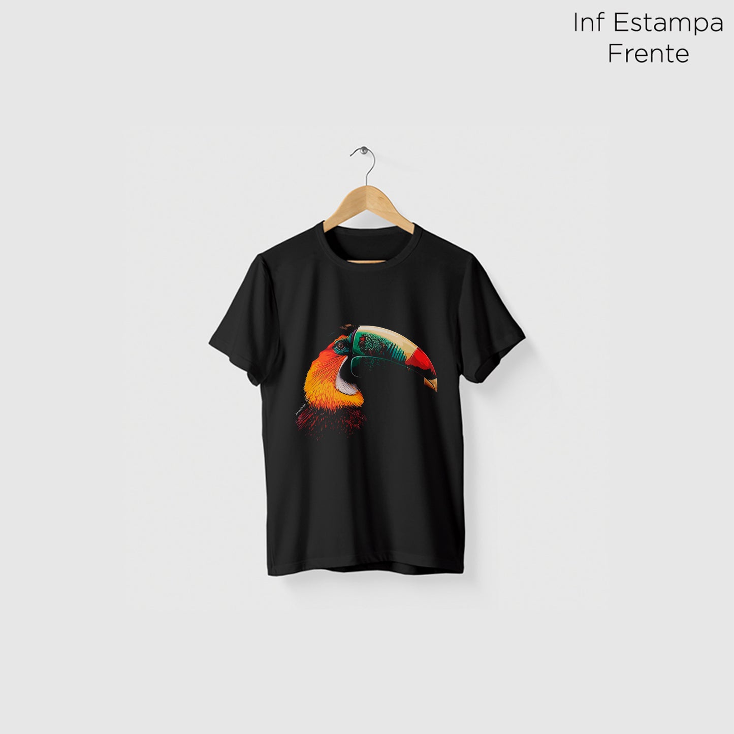 Camiseta Amazônia COLOR FAUNA - PRETO - cód 2096