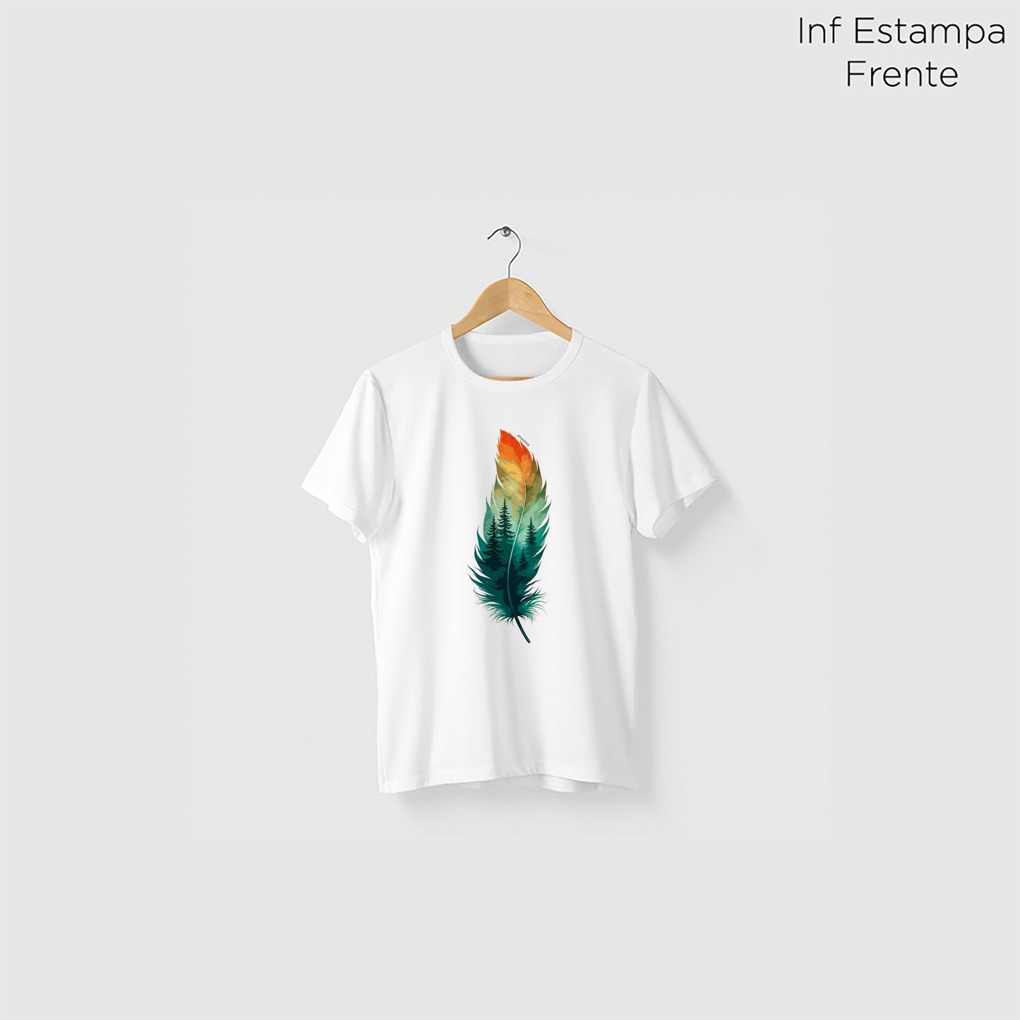 Camiseta Amazônia PENA PAISAGEM - BRANCO - cód 2099