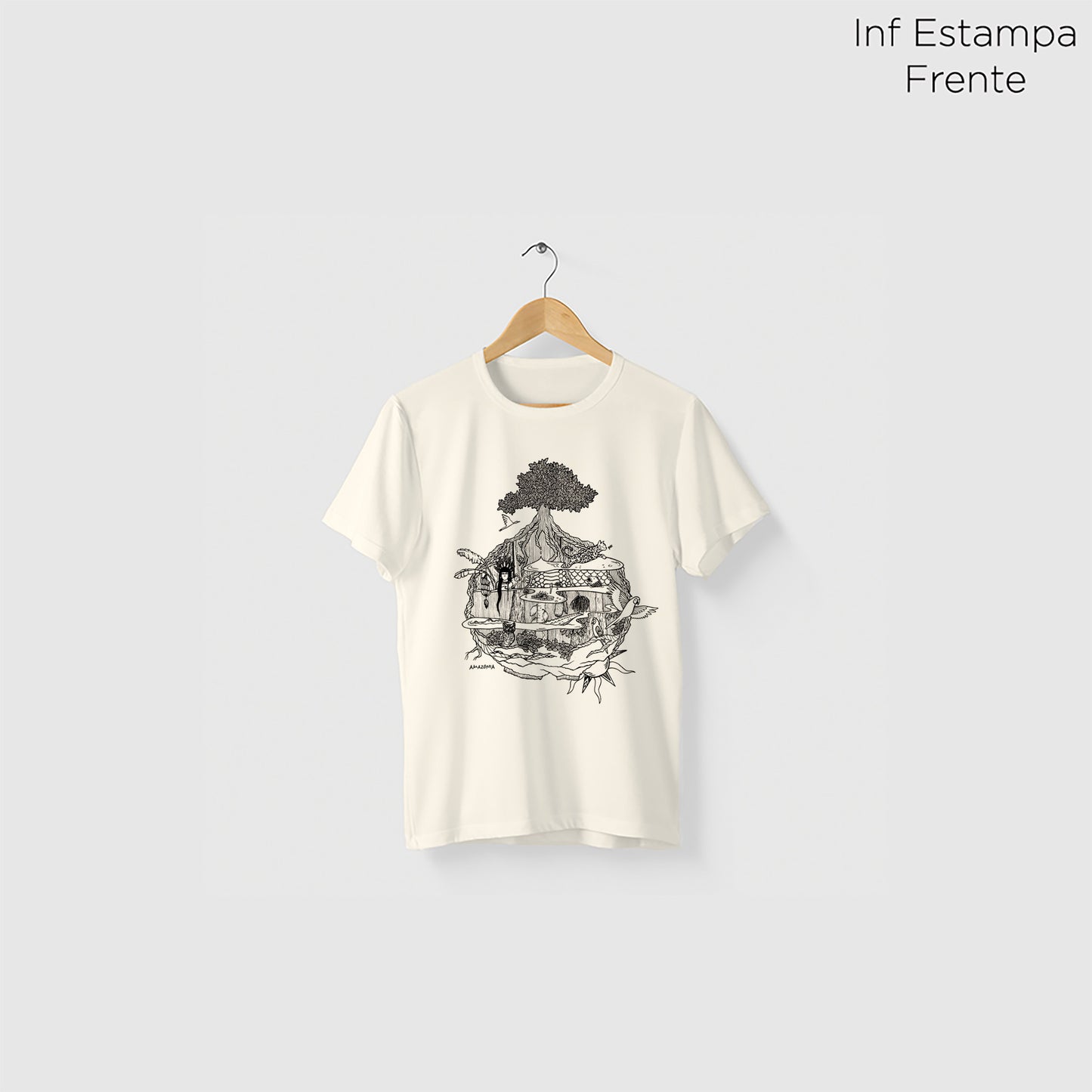 Camiseta Amazônia MINI MUNDOS - OFF WHITE - cód 2160
