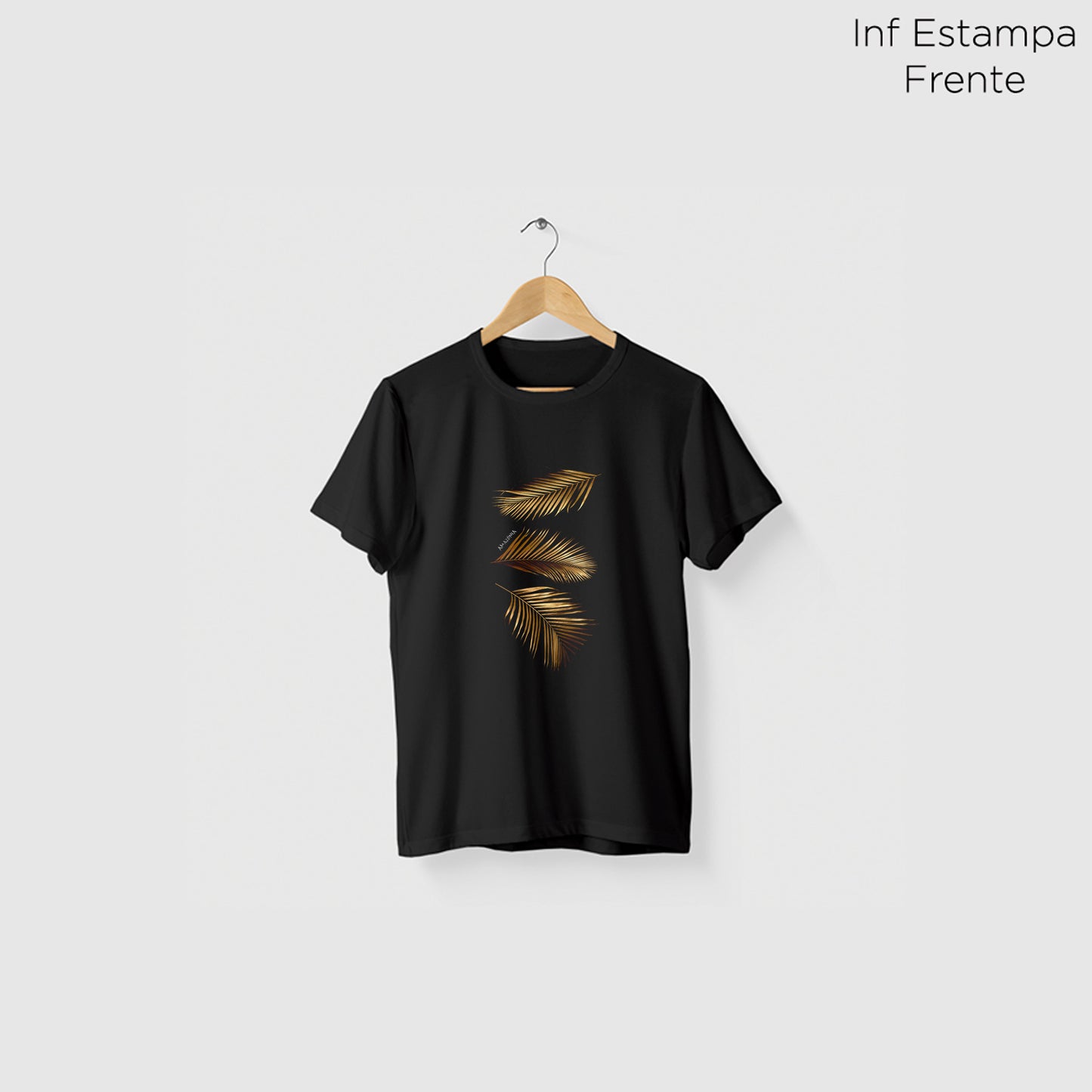 Camiseta Amazônia FOLHAS DOURADAS - PRETO - cód 2166