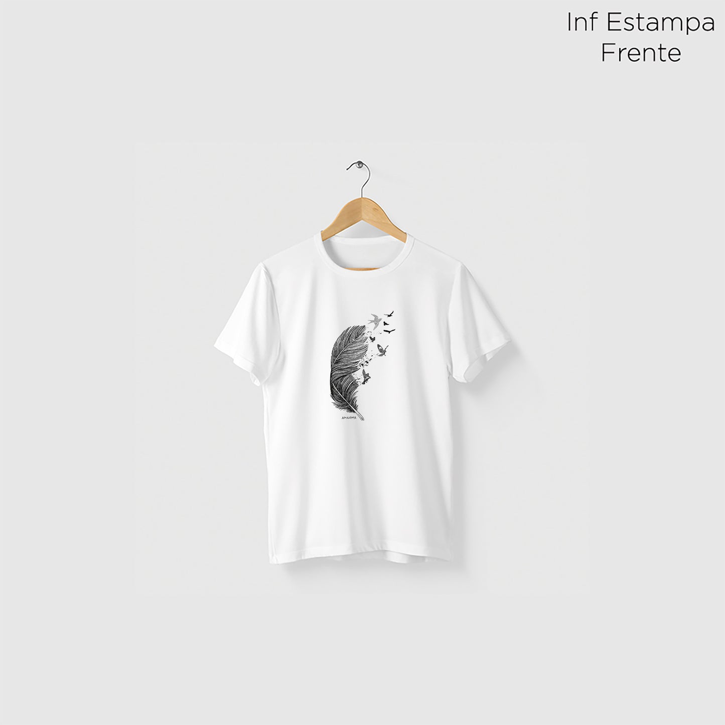 Camiseta Amazônia PÁSSAROS PENAS – BRANCO - cód 2218