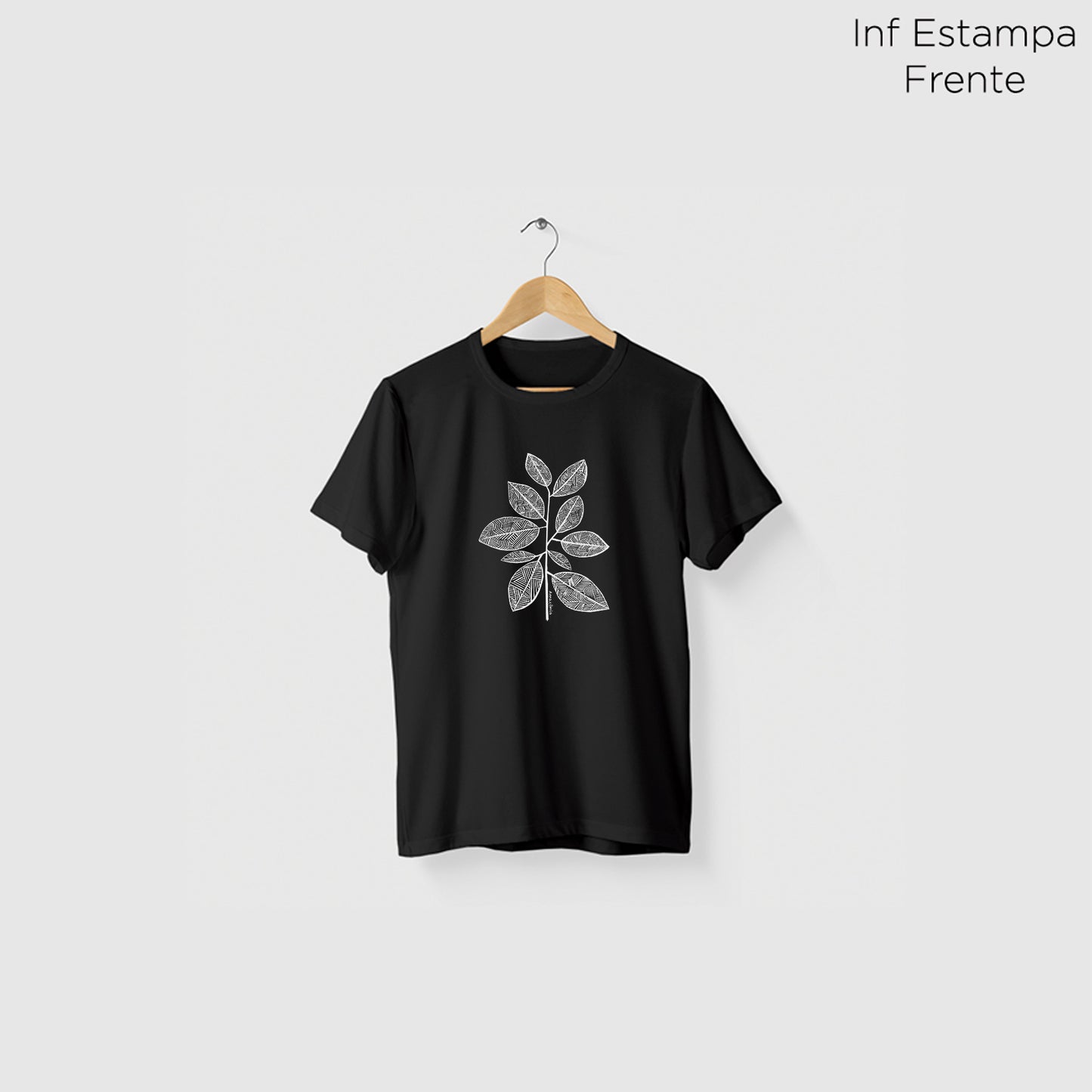 Camiseta Amazônia GRAFISMO FOLHAS - PRETO - cód 2233