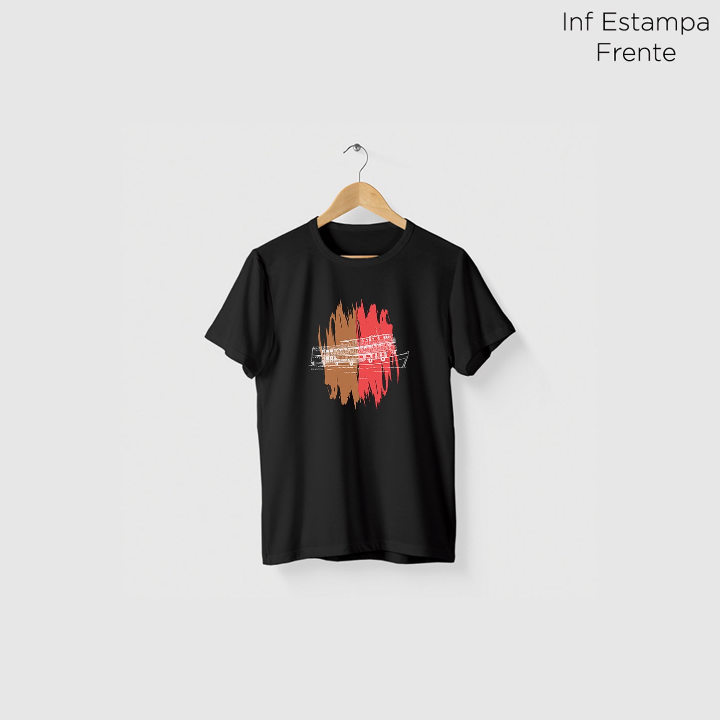 Camiseta Amazônia BARCO AMAZÔNICO - PRETO - cód 2236