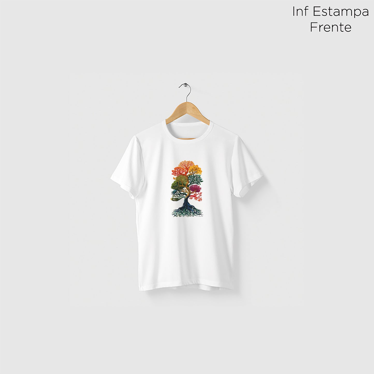 Camiseta Amazônia ÁRVORE CORES - BRANCO - cód 2267