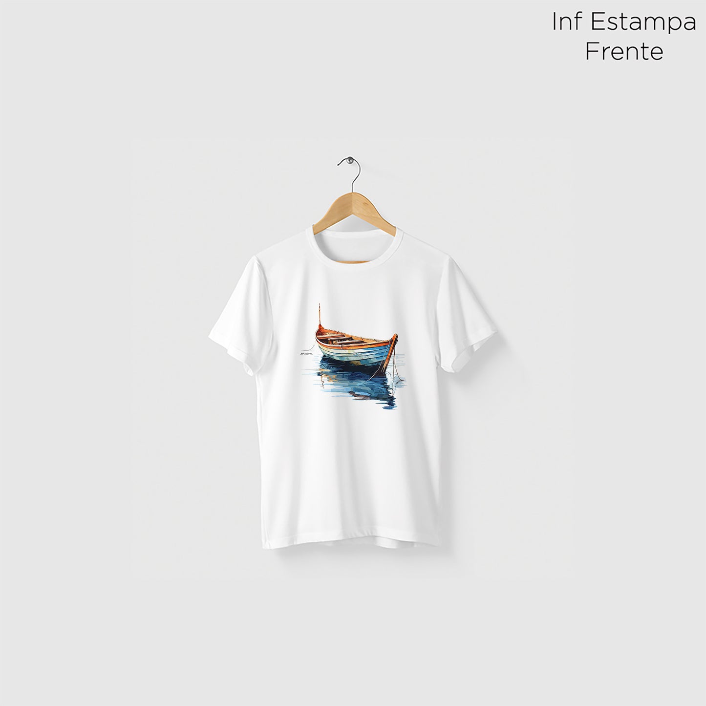 Camiseta Amazônia BARCO PESCADOR - BRANCO - cód 2295