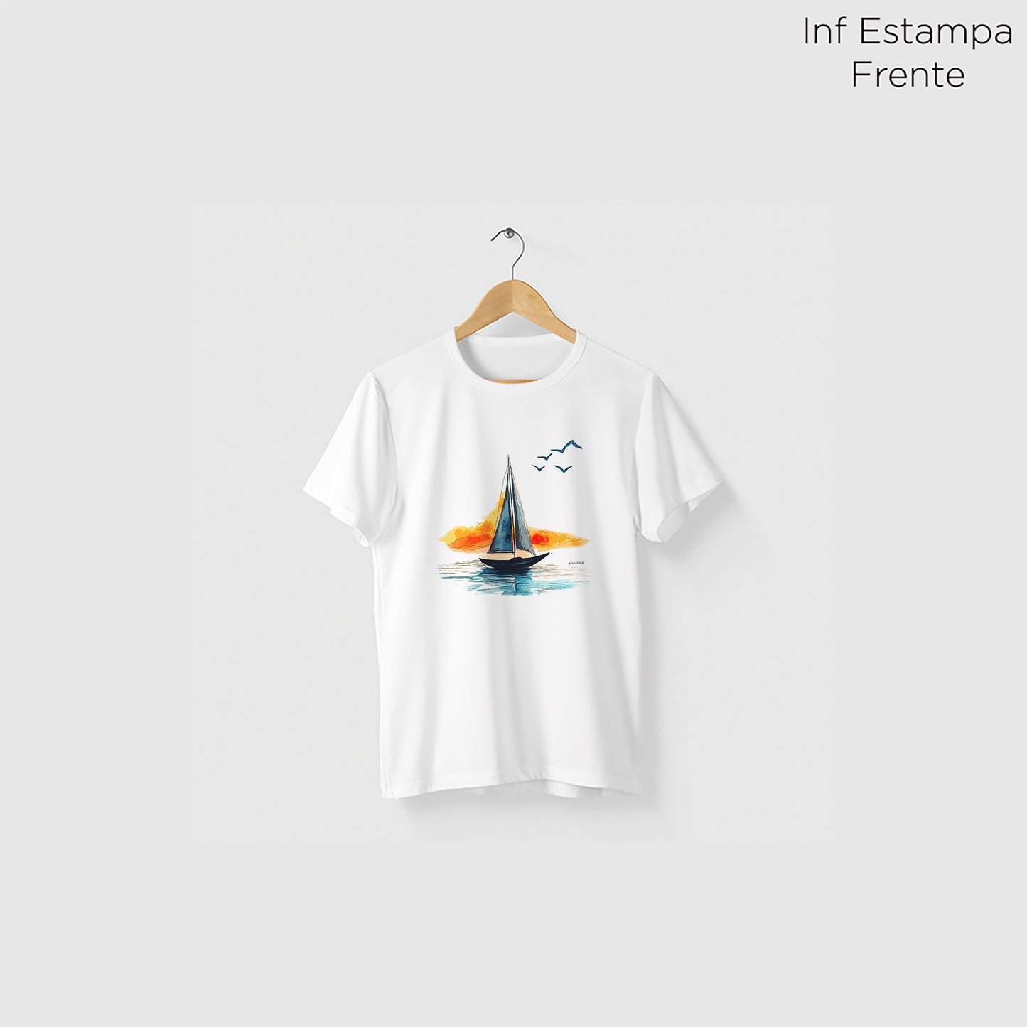 Camiseta Amazônia BARCO PAISAGEM - BRANCO - cód 2301