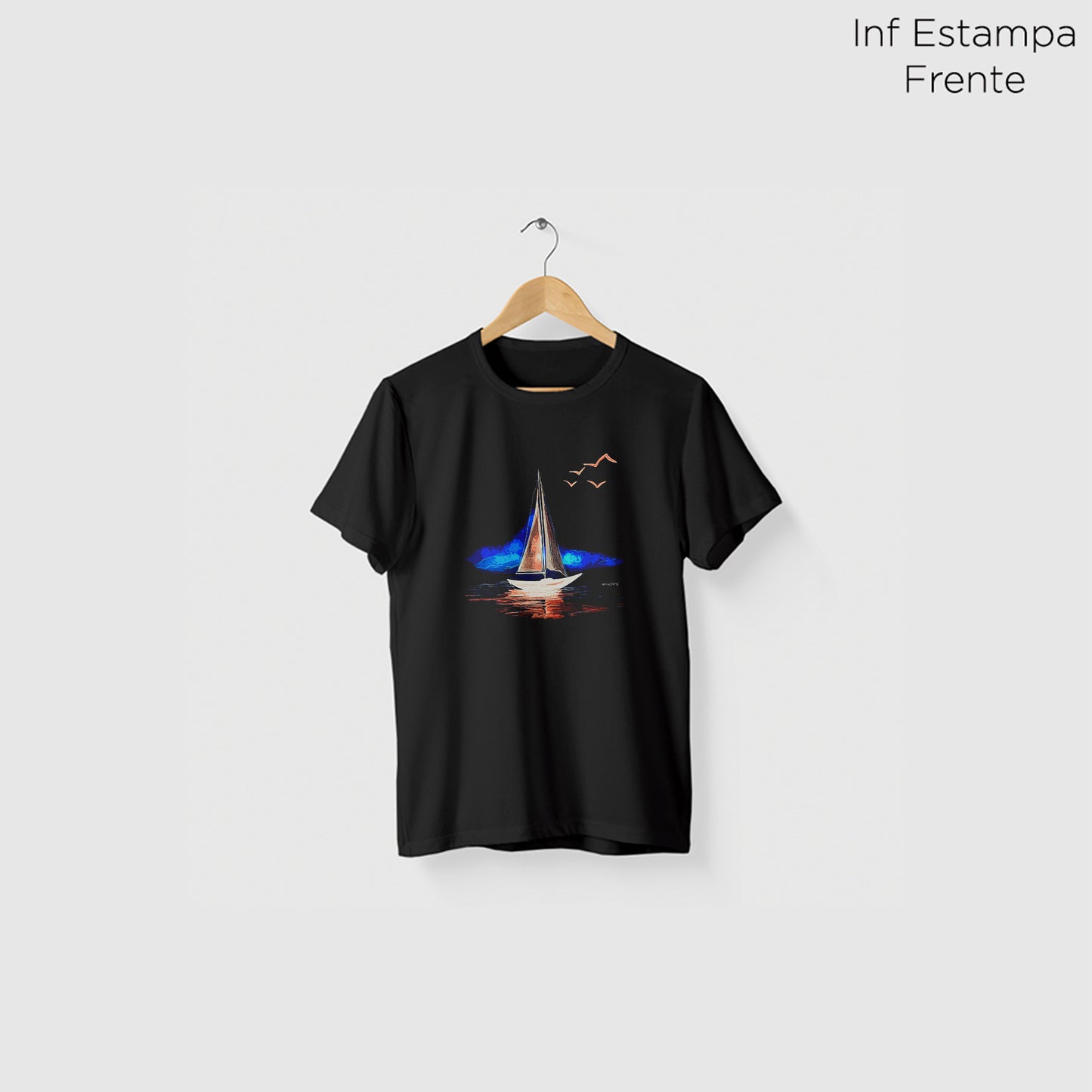Camiseta Amazônia BARCO PAISAGEM - PRETO - cód 2301