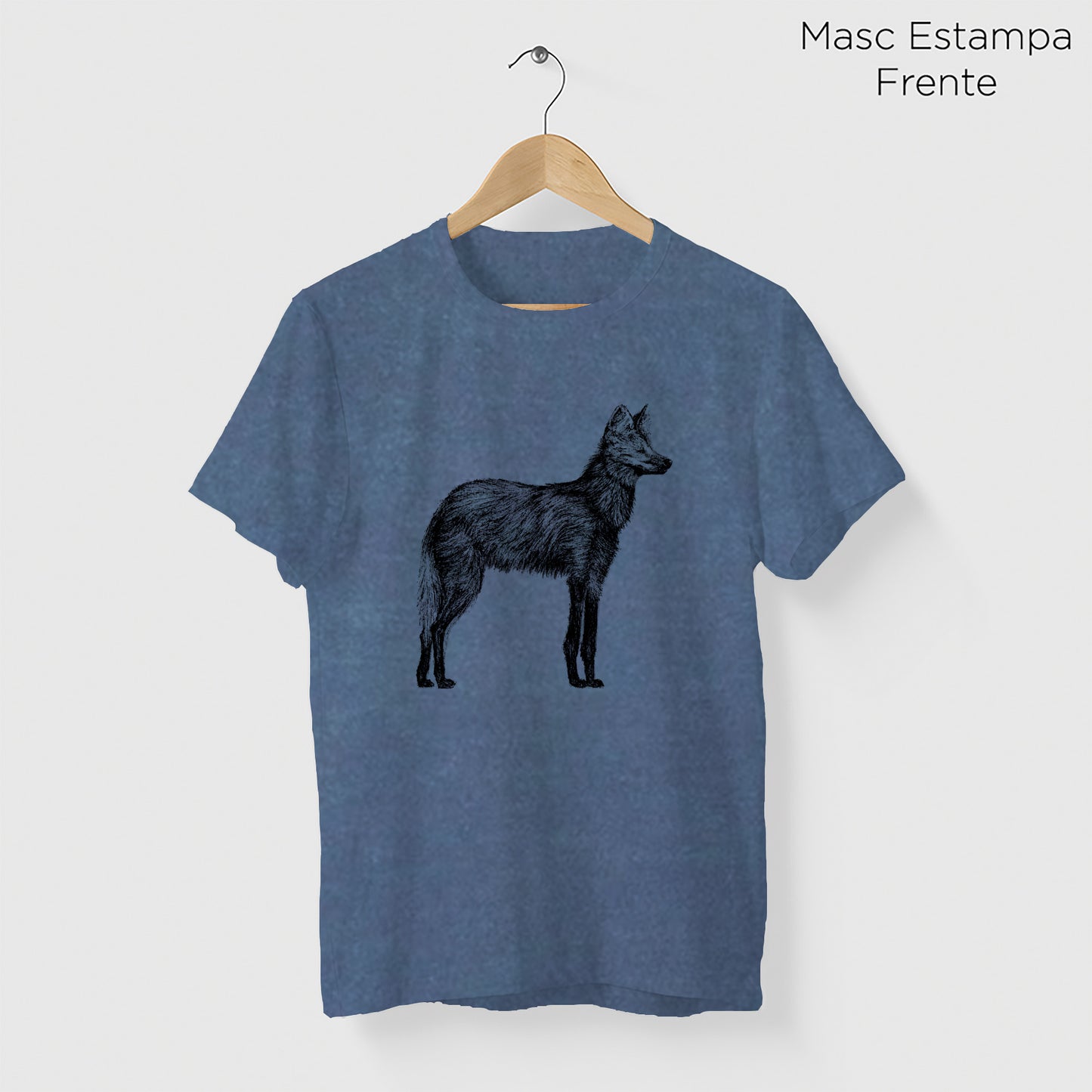 Camiseta Amazônia CHAPADA DOS VEADEIROS - LOBO GUARÁ - AZUL ESTONADO - cód 10005