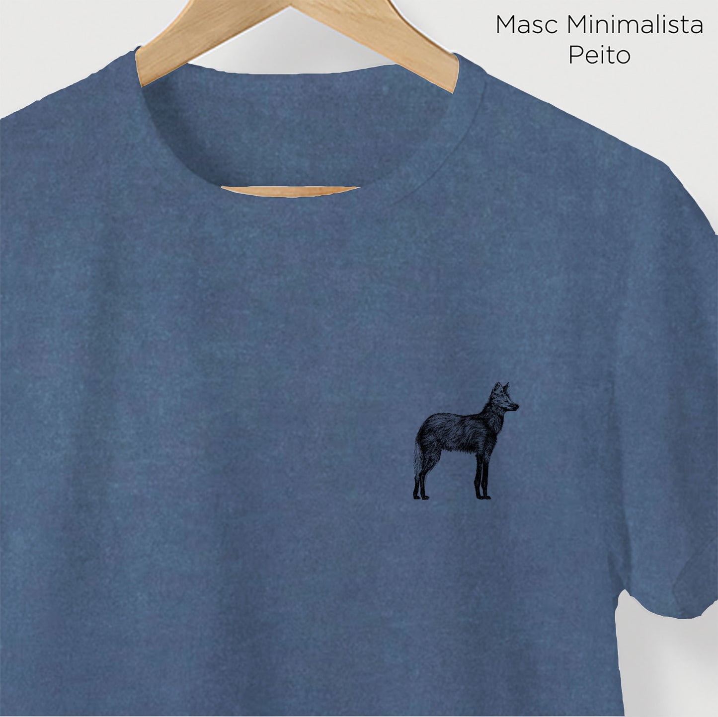 Camiseta Amazônia CHAPADA DOS VEADEIROS - LOBO GUARÁ - AZUL ESTONADO - cód 10005