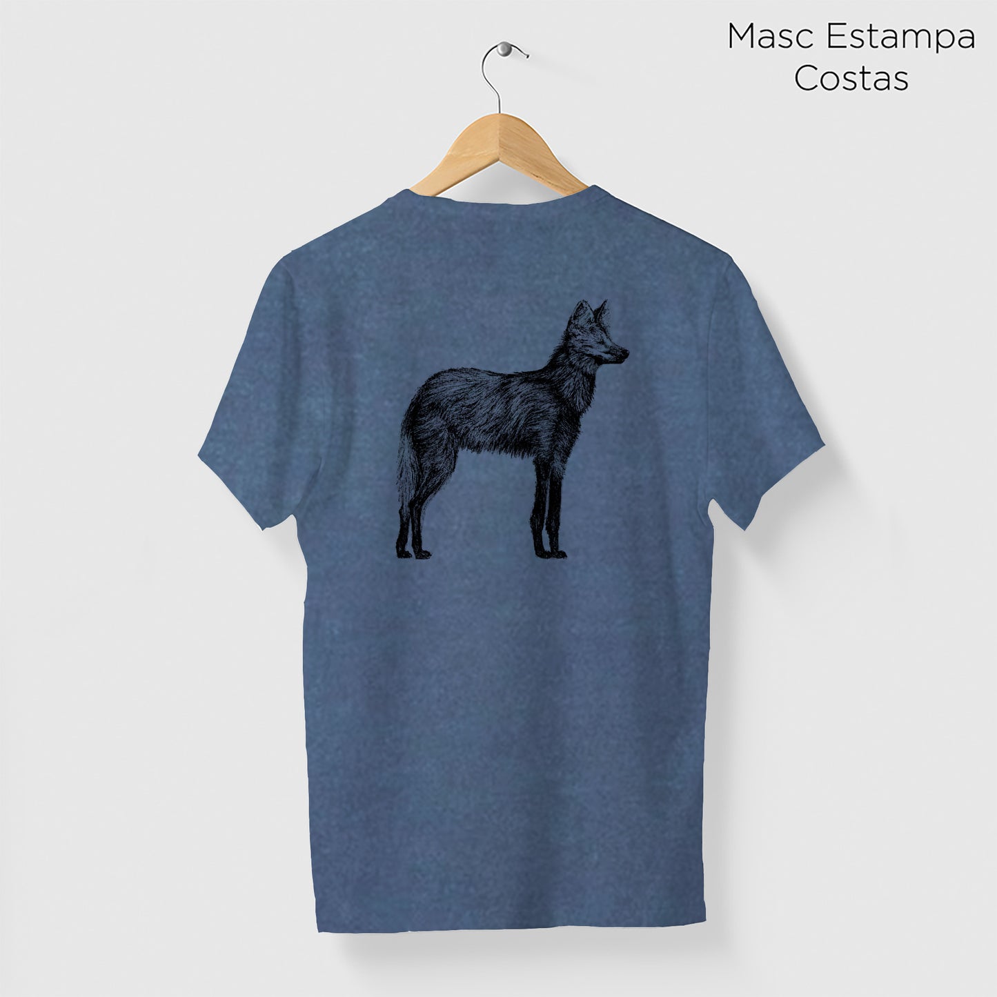 Camiseta Amazônia CHAPADA DOS VEADEIROS - LOBO GUARÁ - AZUL ESTONADO - cód 10005