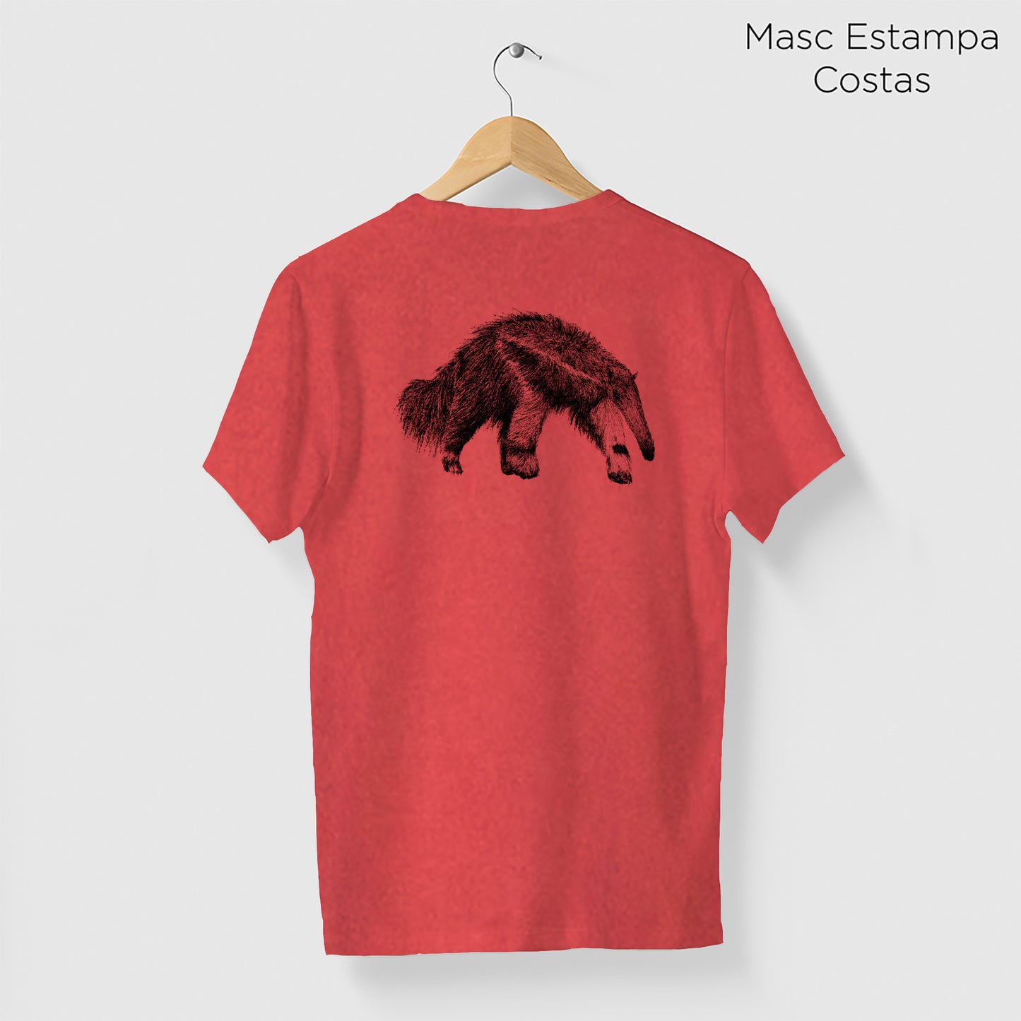 Camiseta Amazônia CHAPADA DIAMANTINA - TAMANDUÁ BANDEIRA - VERMELHO ESTONADO - cód 10006