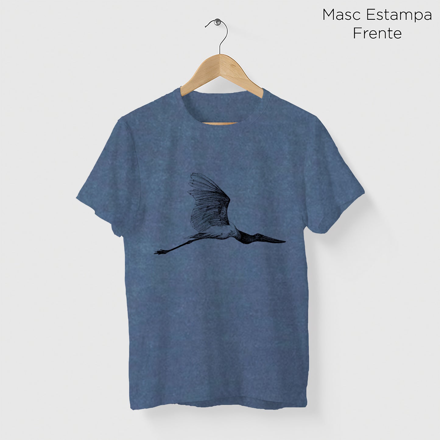 Camiseta Amazônia PANTANAL - TUIUIÚ - AZUL ESTONADO - cód 10009