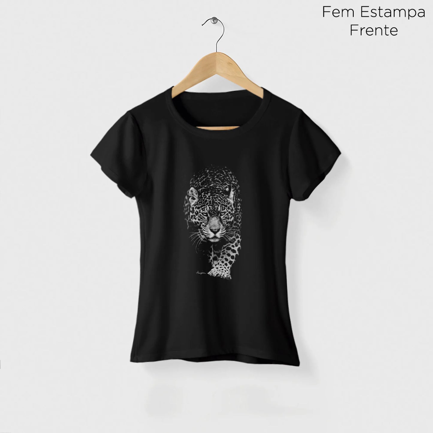 Camiseta Amazônia ONÇA P&B – PRETO - cód 0248