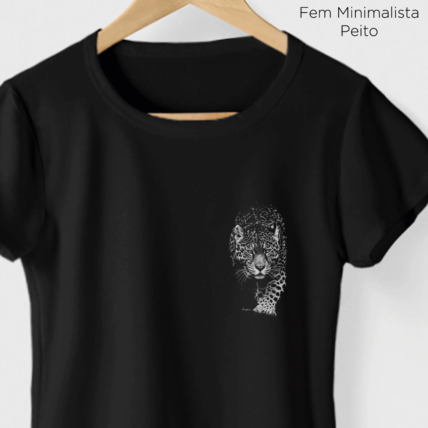 Camiseta Amazônia ONÇA P&B – PRETO - cód 0248