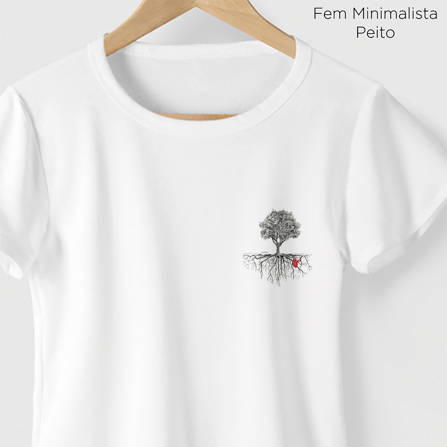Camiseta Amazônia ÁRVORE CORAÇÃO DA NATUREZA - BRANCO - cód 0036