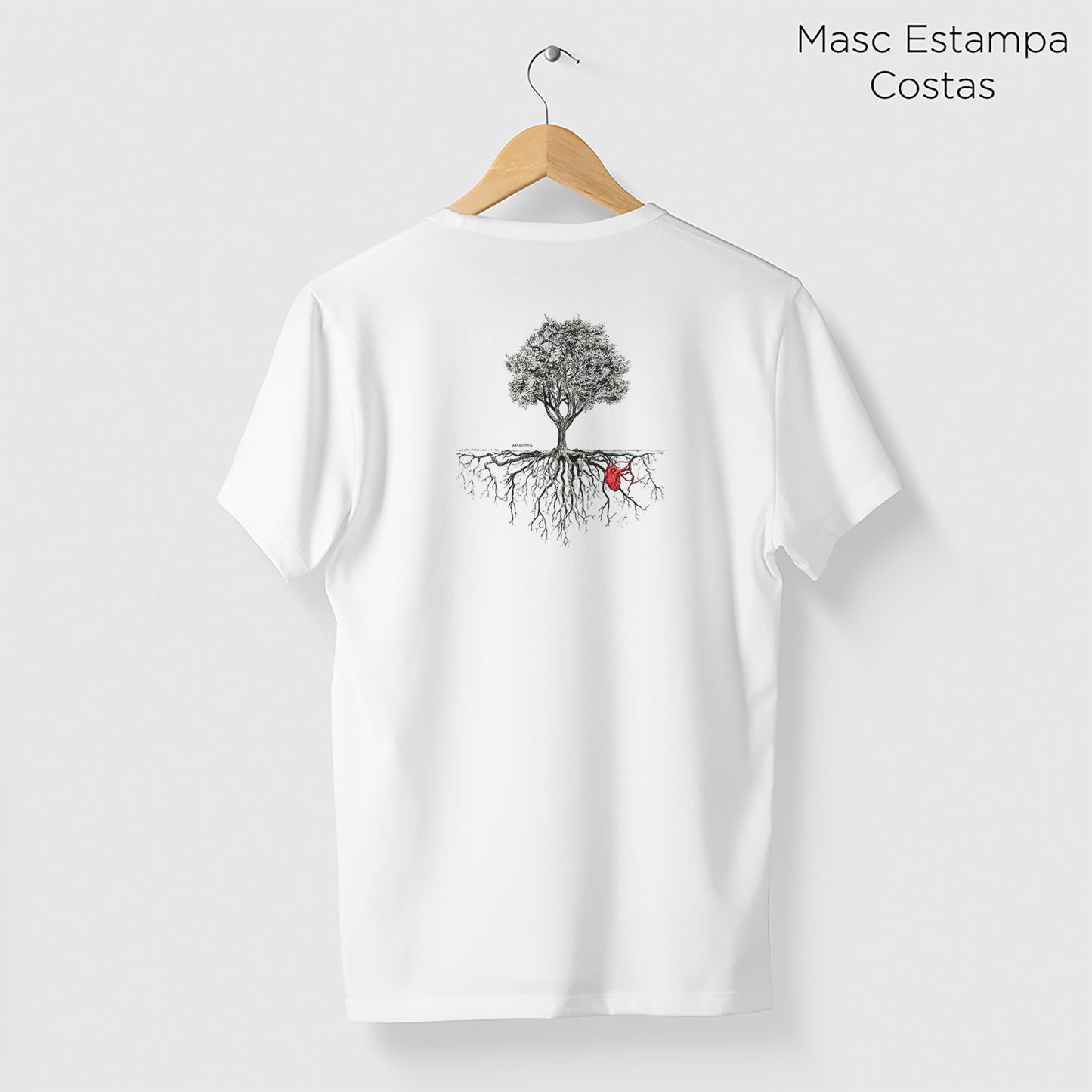 Camiseta Amazônia ÁRVORE CORAÇÃO DA NATUREZA - BRANCO - cód 0036