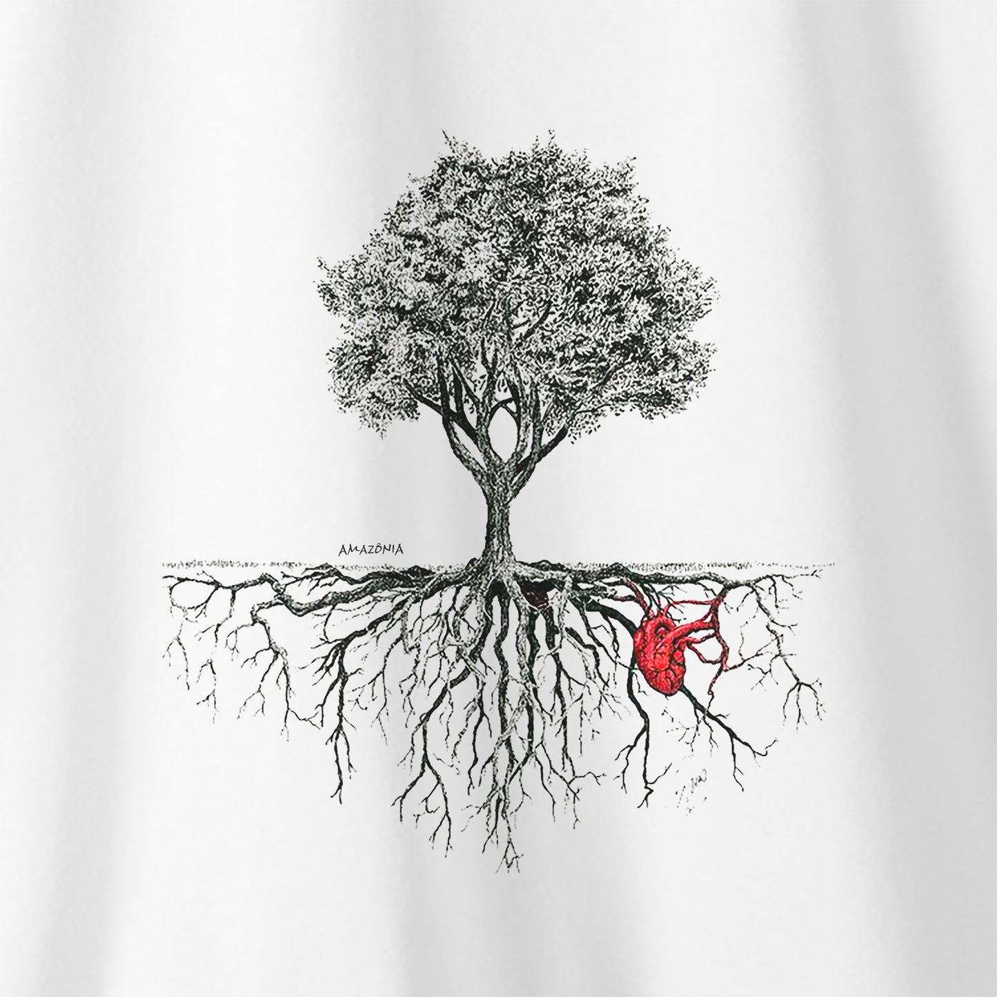 Camiseta Amazônia ÁRVORE CORAÇÃO DA NATUREZA - BRANCO - cód 0036