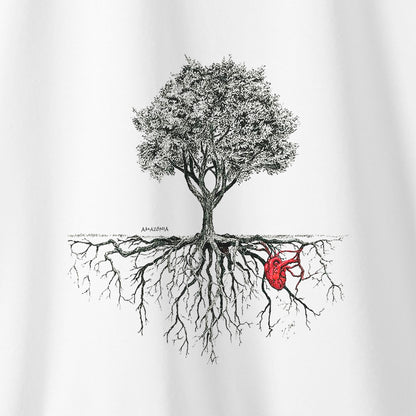 Camiseta Amazônia ÁRVORE CORAÇÃO DA NATUREZA - BRANCO - cód 0036