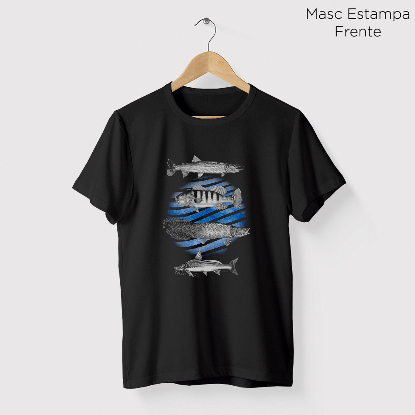 Camiseta Amazônia PEIXES DA AMAZÔNIA - PRETO - cód 0164