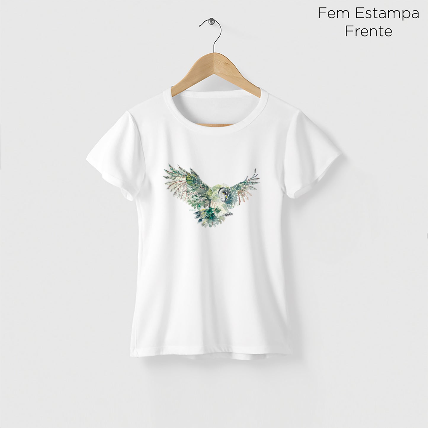 Camiseta Amazônia CORUJA FLORESTA – BRANCO - cód 0165