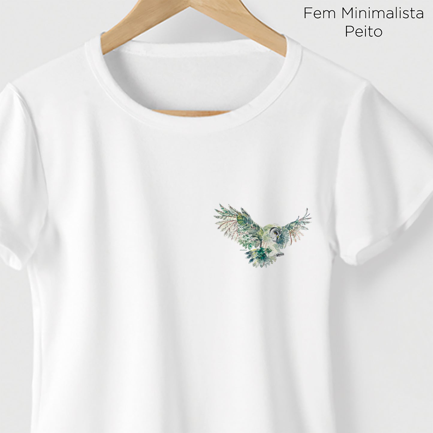 Camiseta Amazônia CORUJA FLORESTA – BRANCO - cód 0165