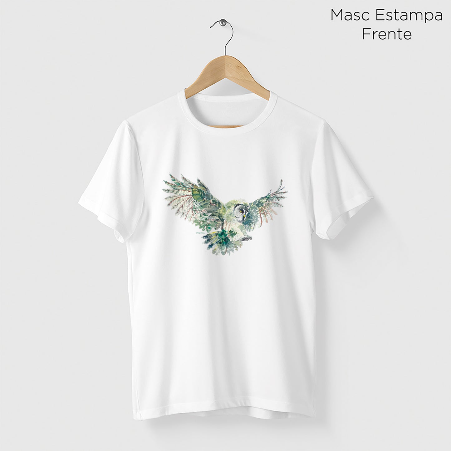 Camiseta Amazônia CORUJA FLORESTA – BRANCO - cód 0165