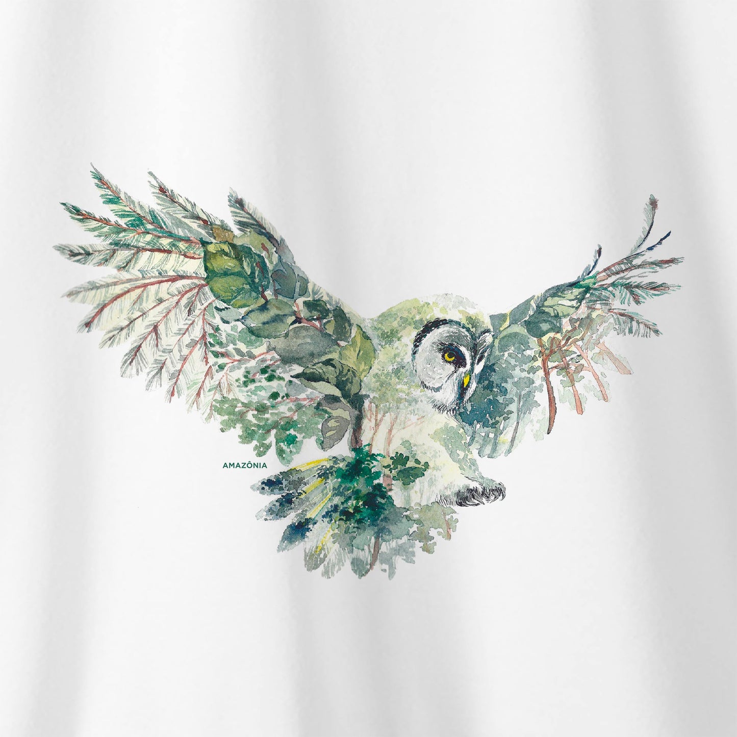 Camiseta Amazônia CORUJA FLORESTA – BRANCO - cód 0165
