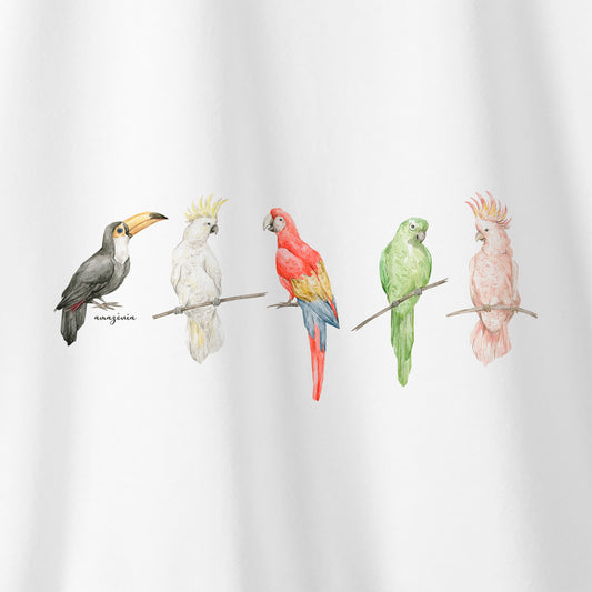 Camiseta Amazônia AVES CORES - BRANCO - cód 0168