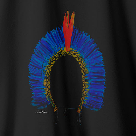 Camiseta Amazônia COCAR INDÍGENA - PRETO - cód 0243