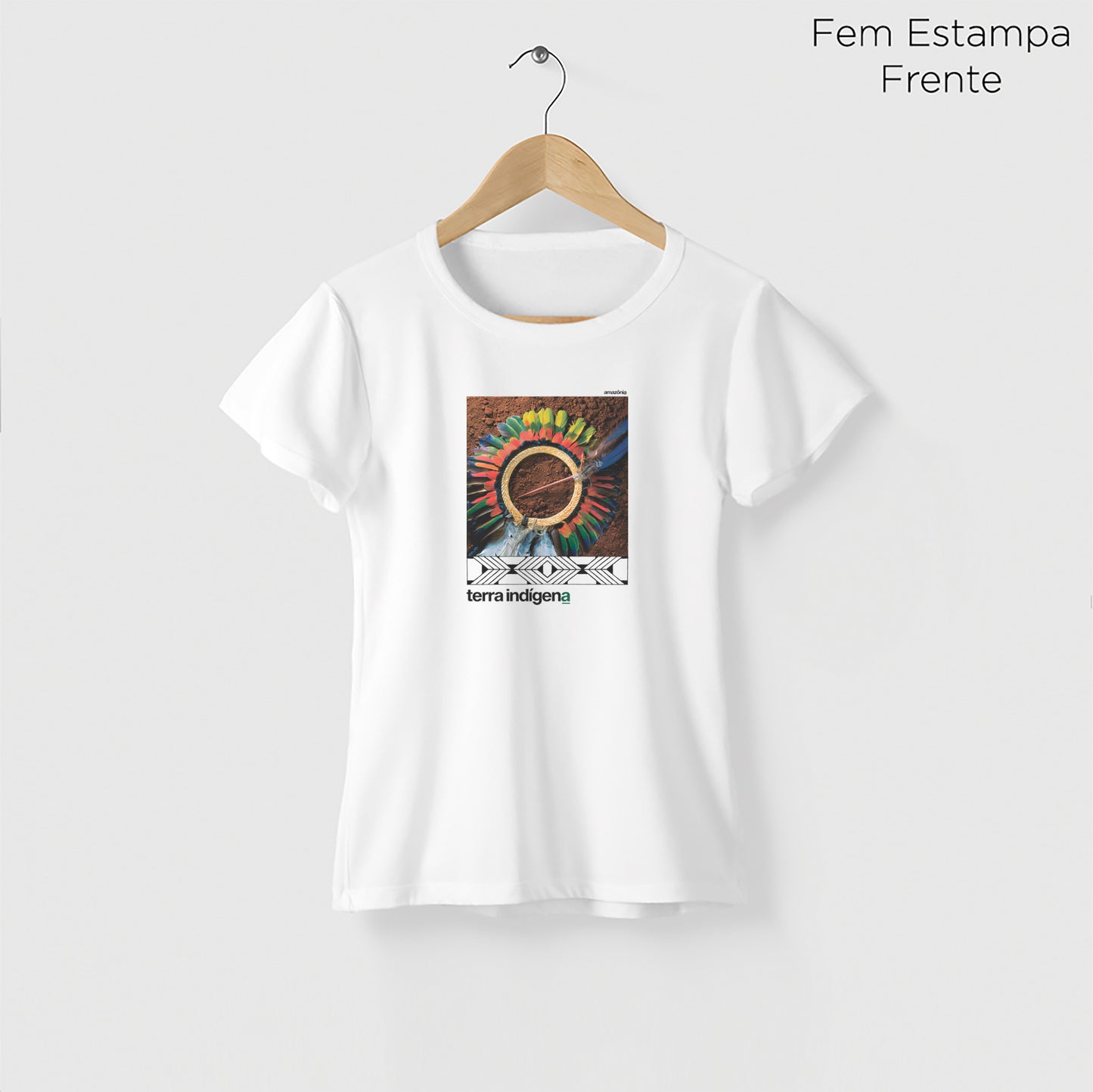 Camiseta Amazônia TERRA INDIGENA - BRANCO - cód 0410