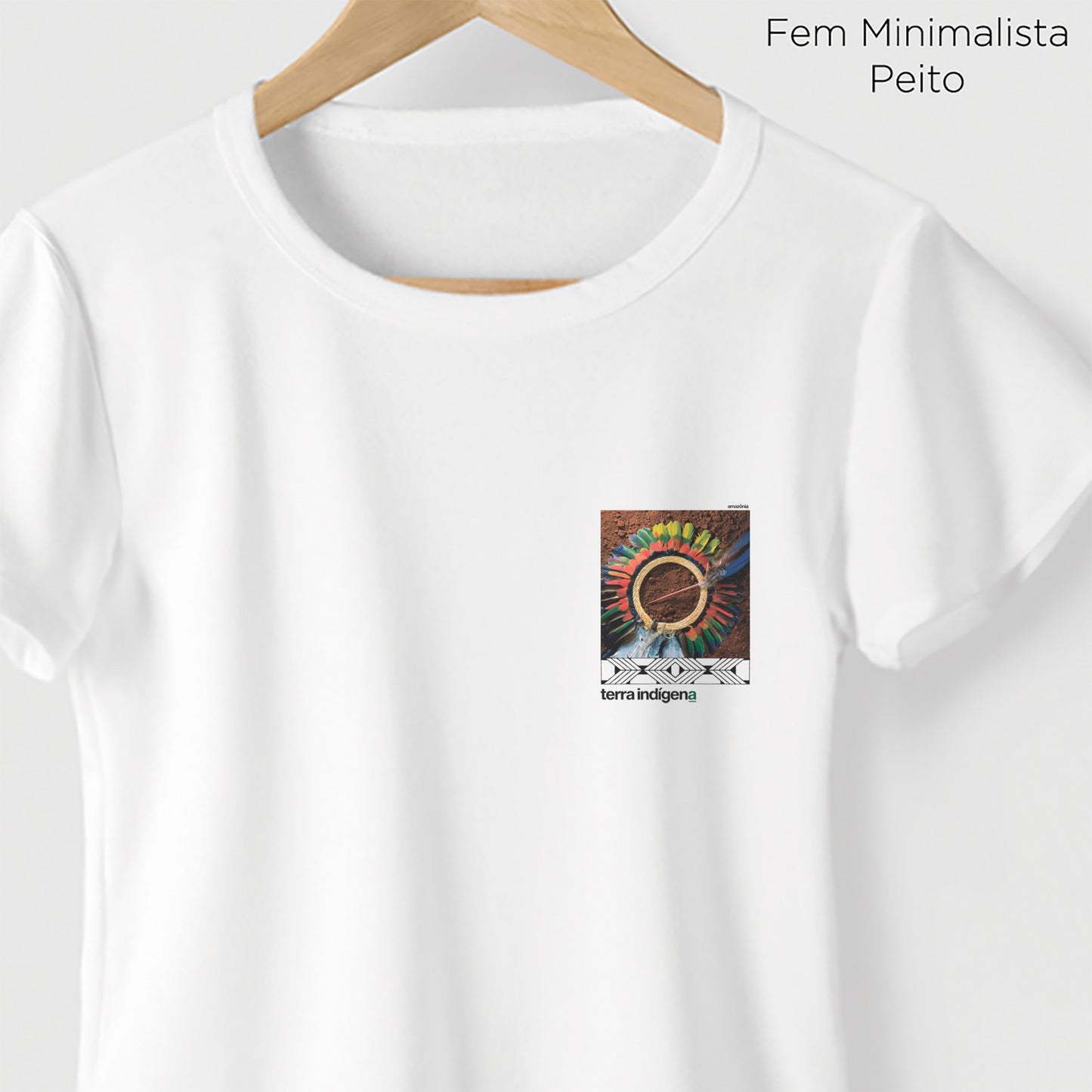 Camiseta Amazônia TERRA INDIGENA - BRANCO - cód 0410