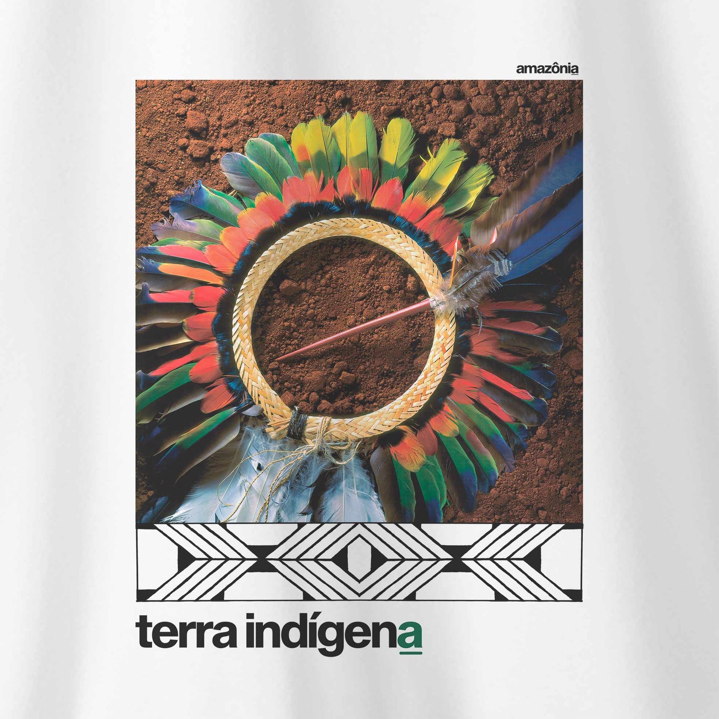 Camiseta Amazônia TERRA INDIGENA - BRANCO - cód 0410