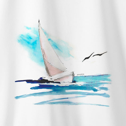 Camiseta Amazônia BARCO E MAR - BRANCO - cód 0438