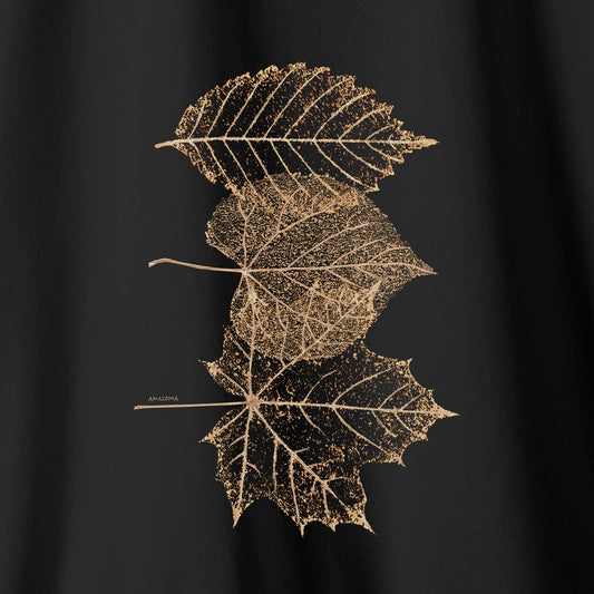 Camiseta Amazônia FOLHAS DOURADAS - PRETO - cód 0463