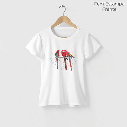Camiseta Amazônia ARARAS AQUARELA - BRANCO - cód 0478