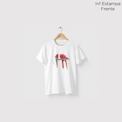 Camiseta Amazônia ARARAS AQUARELA - BRANCO - cód 0478